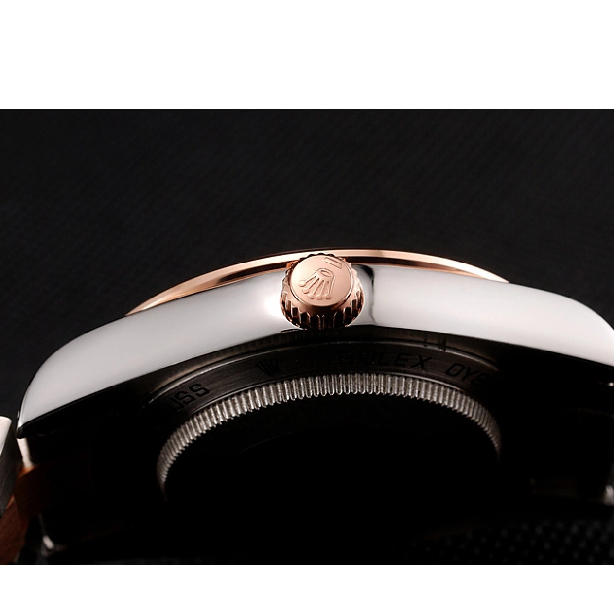 Good copy rolex watches 1454108 Steel Gold Rose Bezel Bracelet Swiss Diamonds Day-Date Staineless Rolex And Dial White 0524